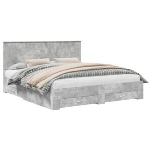 vidaXL Bedframe met hoofdeinde Beton Grijs 180 x 200 cm Bewerkt hout