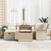 vidaXL Tuin Sofa Set met kussen met opslag 7 pcs Beige Poly riet