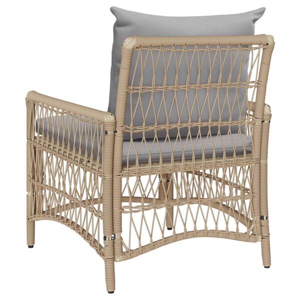 vidaXL Tuinstoel met kussen Beige 73 x 61 x 77 cm poly rattan
