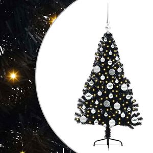 vidaXL Kunstmatig Voorverlicht Kerstboom met 150 LED Zwart 120 cm PVC