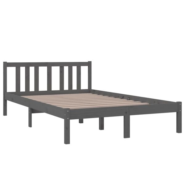vidaXL Bedframe massief hout grijs 120x200 cm