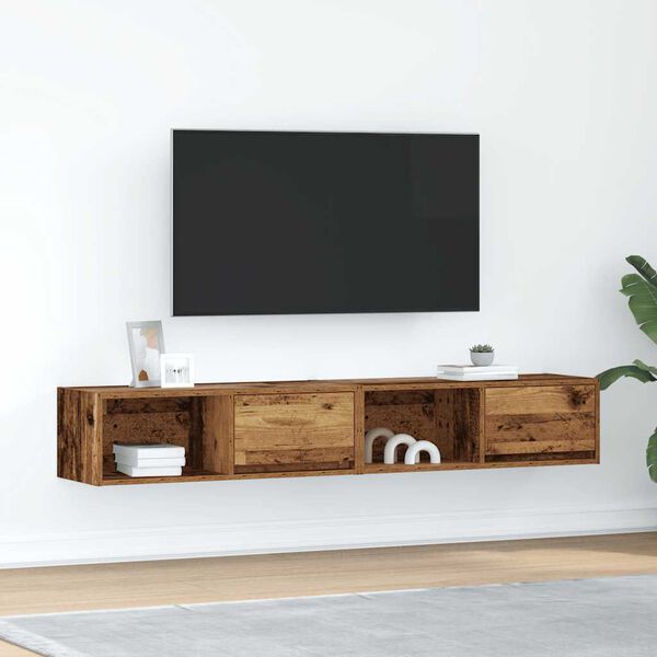 vidaXL Tv-meubels 2 st 80x31x25,5 cm bewerkt hout oud houtkleurig