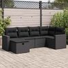 vidaXL 6-delige Loungeset met kussens poly rattan zwart