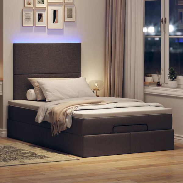 vidaXL Ottoman bed met matras en LED's 120x190 cm stof donkerbruin