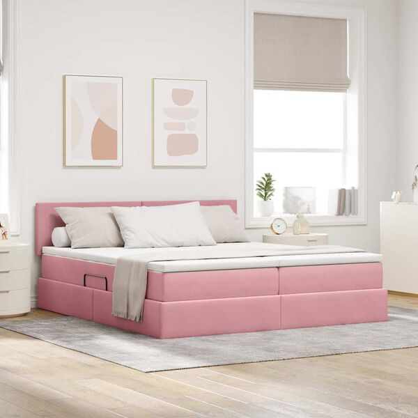 vidaXL Opslag bed met matras met hoofdeinde Roze 90 x 200 cm