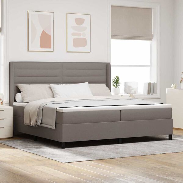 vidaXL LED Box Spring Bed met matras Taupe 200 x 200 cm Stof