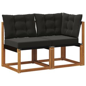 vidaXL Outdoor Midden- en Hoeksalon met kussen 2 Stuk Naturel