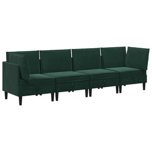 vidaXL Woonkamer Meubelset met kussen 4 pcs Donkergroen Fluweel