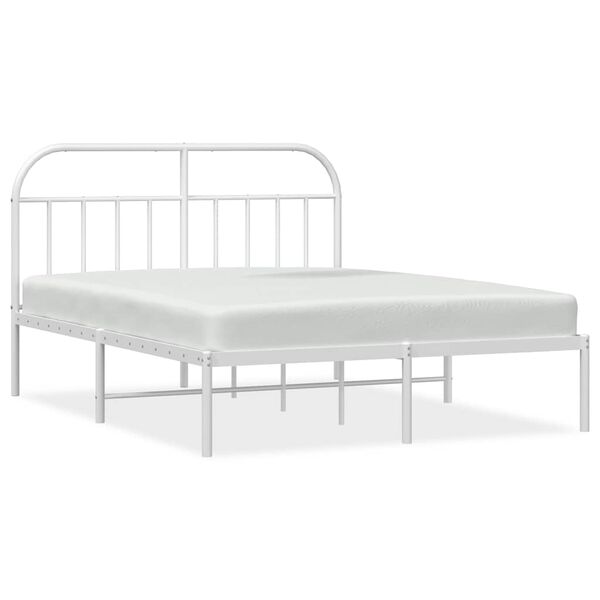 vidaXL Bedframe met hoofdbord metaal wit 150x200 cm