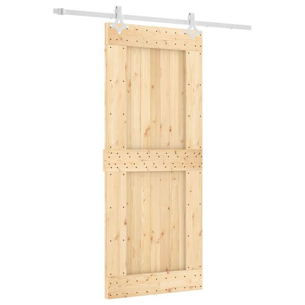 vidaXL Schuifdeur met beslag 85x210 cm massief grenenhout