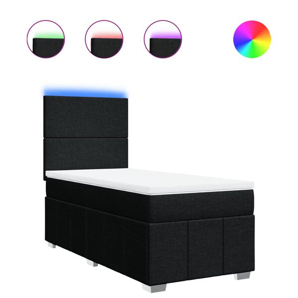 vidaXL Boxspring met matras stof zwart 100x200 cm