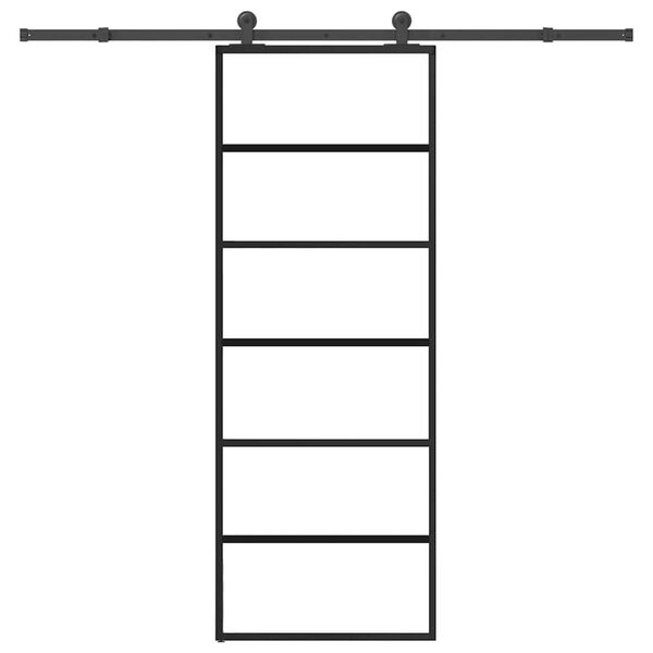 vidaXL Schuifdeur met beslag 76x205 cm ESG-glas en aluminium