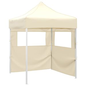 vidaXL Partytent met 2 zijwanden inklapbaar 2x2 m staal cr&egrave;me