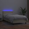 vidaXL Boxspring met matras en LED kunstleer cr&egrave;mekleurig 90x190 cm