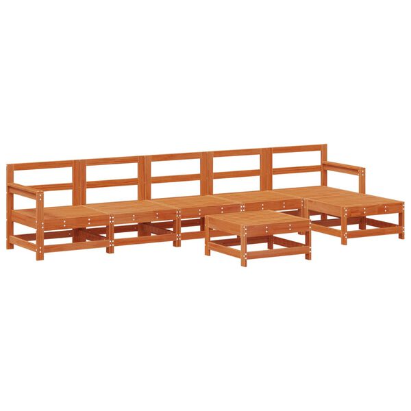 vidaXL Tuin loungeset 7 pcs Wasbruin Massief grenenhout