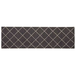 vidaXL Keuken Vloerkleed Antraciet geruit 150 x 45 cm 100% Polyamide