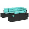 vidaXL Tuinbankenset 7 st Zwart en Turquoise poly rattan