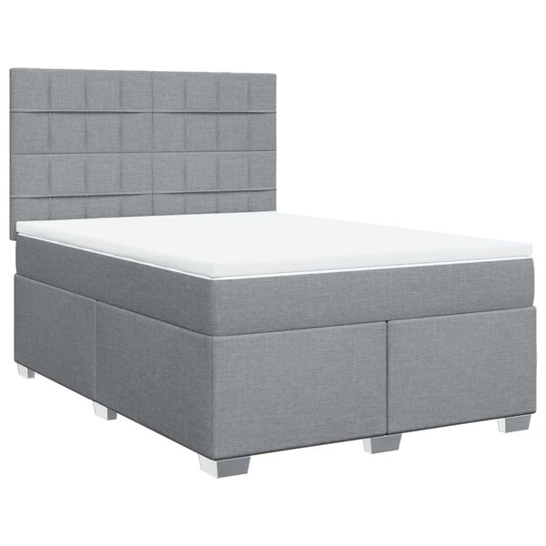 vidaXL Boxspring met matras stof lichtgrijs 140x190 cm
