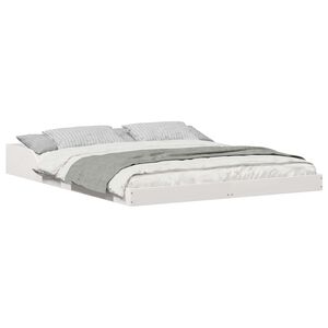 vidaXL Bedframe Wit 150 x 200 cm Massief grenenhout