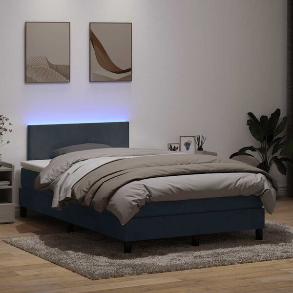 vidaXL Boxspring met matras en LED fluweel donkergrijs 120x220 cm
