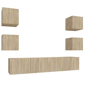 vidaXL 6-delige Tv-meubelset bewerkt hout sonoma eikenkleurig