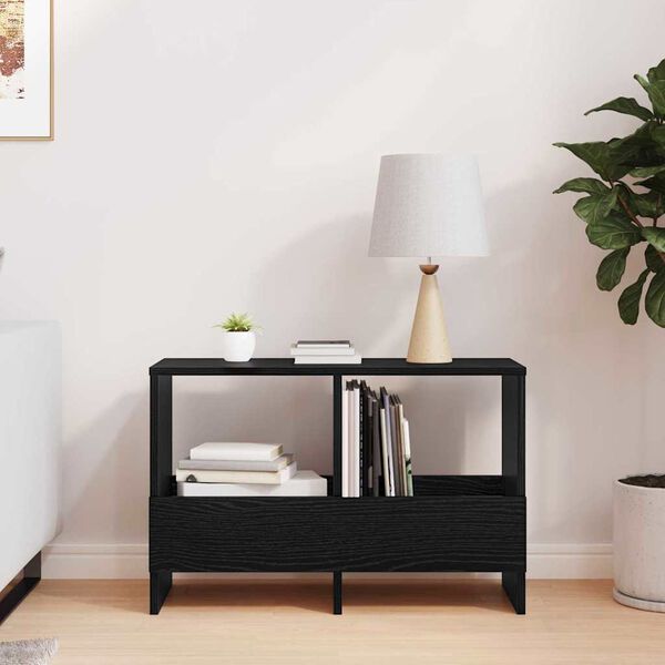 vidaXL Tijdschrift Rek Zwart Eiken 68,5 x 30 x 45 cm