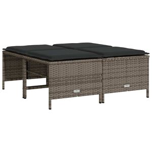 vidaXL Tuinkrukken met kussens 4 st poly rattan grijs