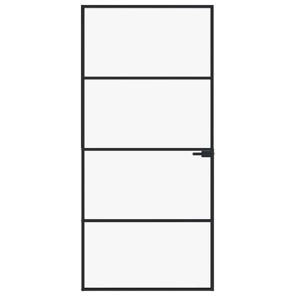 vidaXL Binnendeur 93x201,5 cm gehard glas en aluminium smal zwart