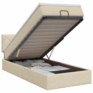 vidaXL Ottoman bed met matras Cr&egrave;mekleurig 80 x 200 cm Stof