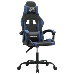vidaXL Gamestoel kunstleer zwart en blauw