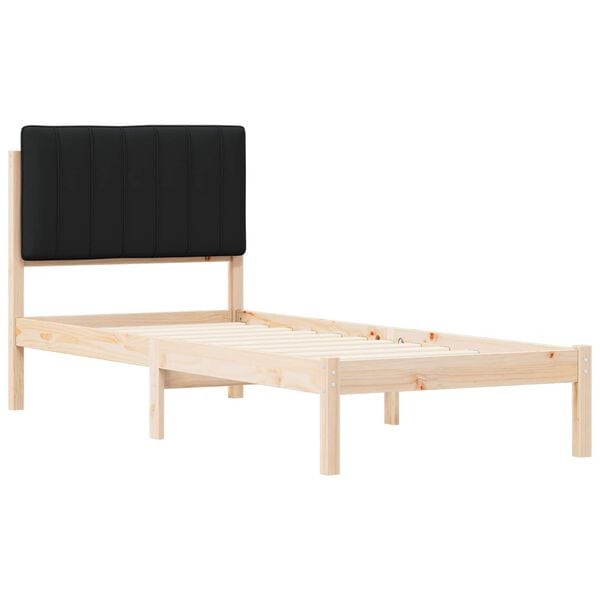 vidaXL Bedframe met Gevoerd Hoofdgedeelte Zwart 80 x 200 cm