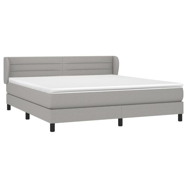 vidaXL Boxspring met matras stof lichtgrijs 180x200 cm