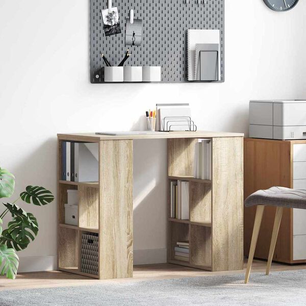 vidaXL Bureau met plank Sonoma eiken 90 x 50 x 75 cm Bewerkt hout