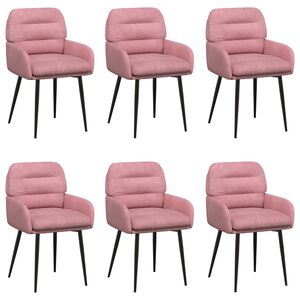 vidaXL Eettafelstoelen 6 st fluweel Roze 59 x 59,5 x 90 cm