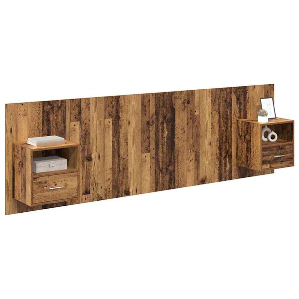 vidaXL Hoofdbord Met Kast met lade 3 pcs Oud Hout Bewerkt hout