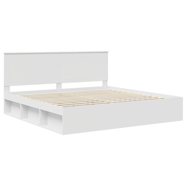 vidaXL Bedframe met hoofdeinde Wit 200 x 200 cm Massief grenenhout
