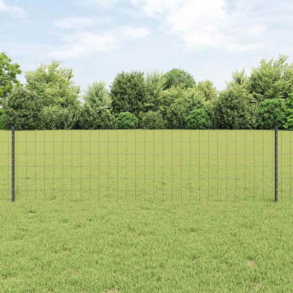 vidaXL Hek met Paal Grijs 0,6 x 10 m Staal en PVC