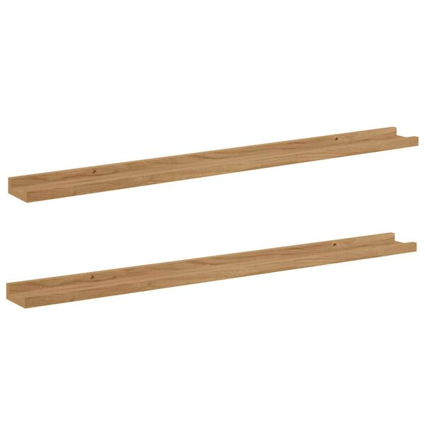 vidaXL Wandplank met plank 2 pcs Bruin 100 x 9 x 3 cm Bewerkt hout
