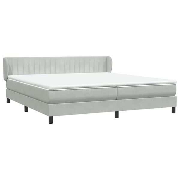 vidaXL Boxspring met matrassen fluweel lichtgrijs 180x210 cm