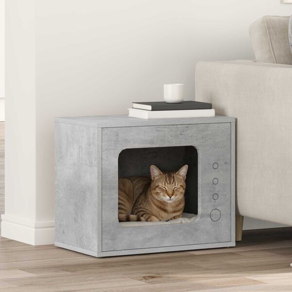 vidaXL Kattenhuis Beton 51 x 30 x 42,5 cm Bewerkt hout