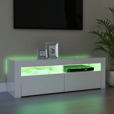 Waarneembaar Slaapkamer levering aan huis vidaXL Tv-meubel met LED-verlichting 120x35x40 cm hoogglans wit kopen? |  vidaXL.nl