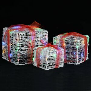 vidaXL Kerstverlichting geschenkdozen 3 st decoratief acryl kleurrijk