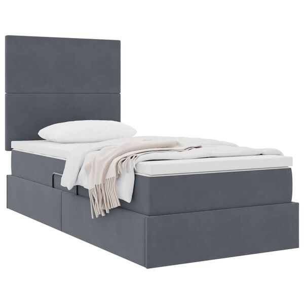 vidaXL Opslag bed met matras Donkergrijs 90 x 190 cm Fluweel