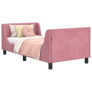 vidaXL Bedframe voor kinderen met hoofdbord Roze 80 x 160 cm Fluweel