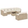 vidaXL 10-delige Loungeset met kussens poly rattan beige