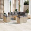 vidaXL 12-delige Loungeset met kussens poly rattan gemengd beige