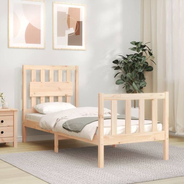 vidaXL Bedframe met hoofdbord massief hout