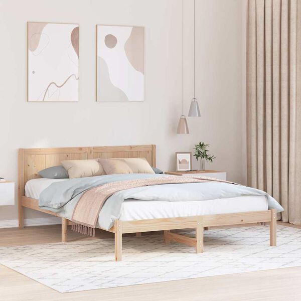 vidaXL Bedframe Bruin 160 x 200 cm Massief grenenhout