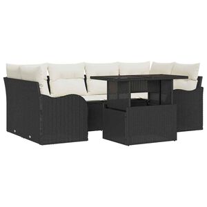 vidaXL Tuin Sofa Set met kussen 7 pcs Zwart Poly riet