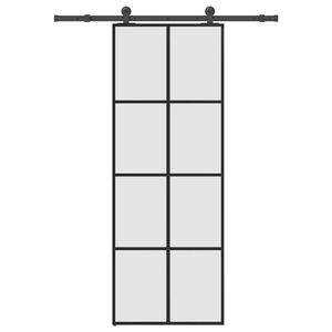 vidaXL Schuifdeur met beslag 76x205 cm ESG-glas en aluminium